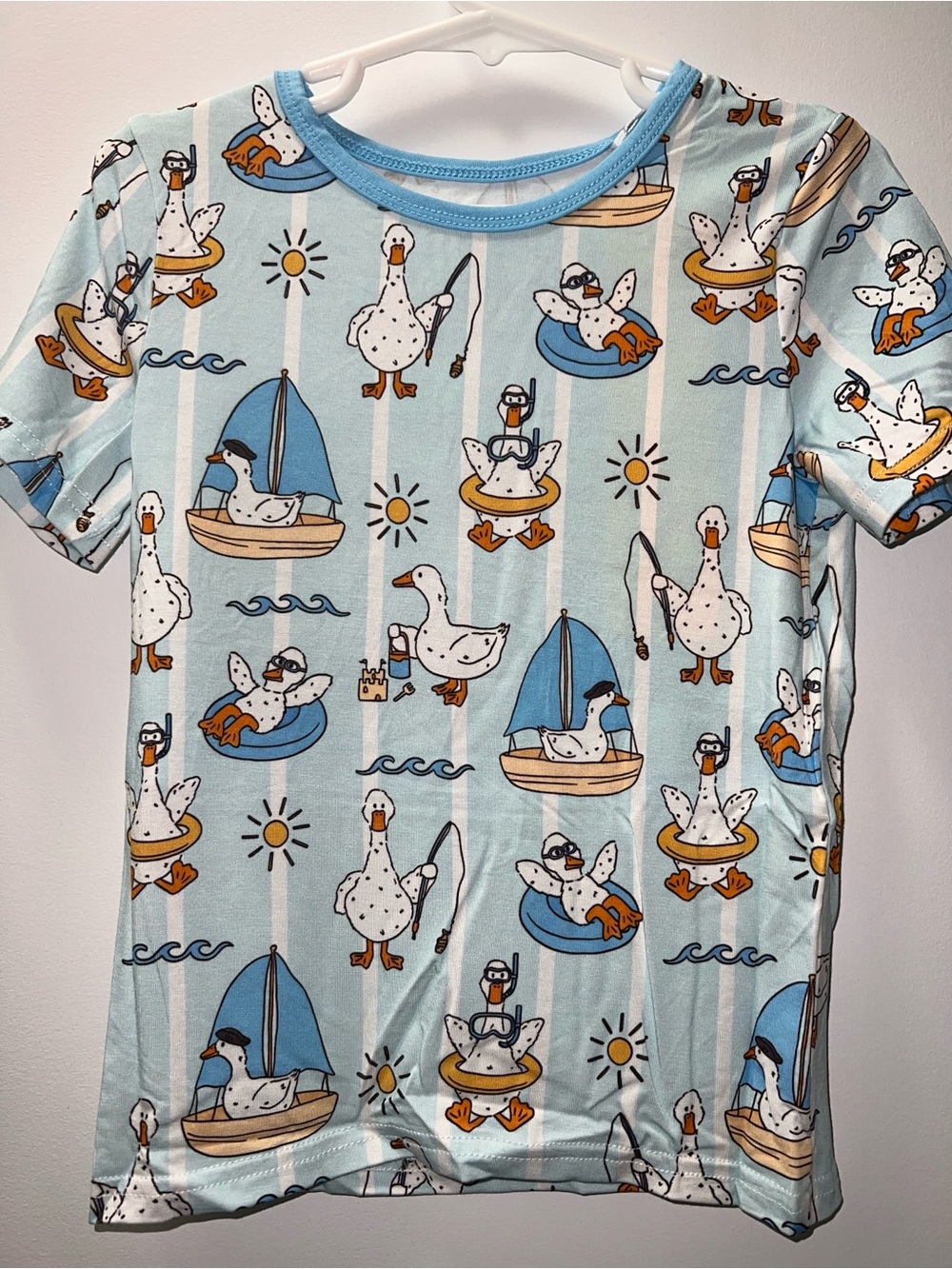 Silly Goose at Sea Bamboo Pajama Set - Light Blue
